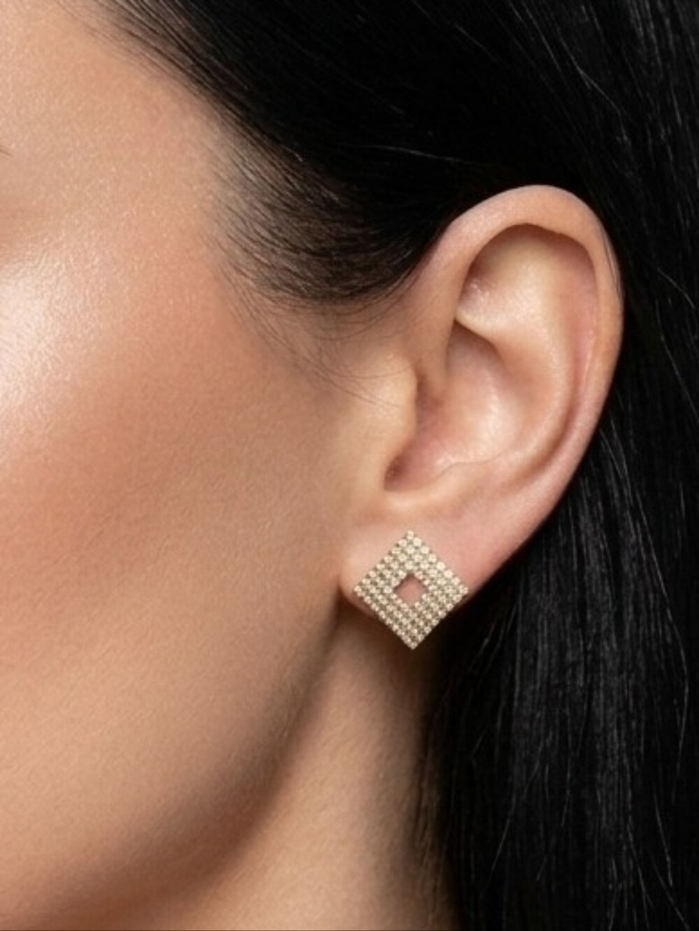 Vintage 1990s Faux Gem Geometric Square Earrings